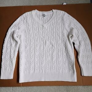 Croft And Barrow Classic White Cable Knit Sweater Woman's Size Large